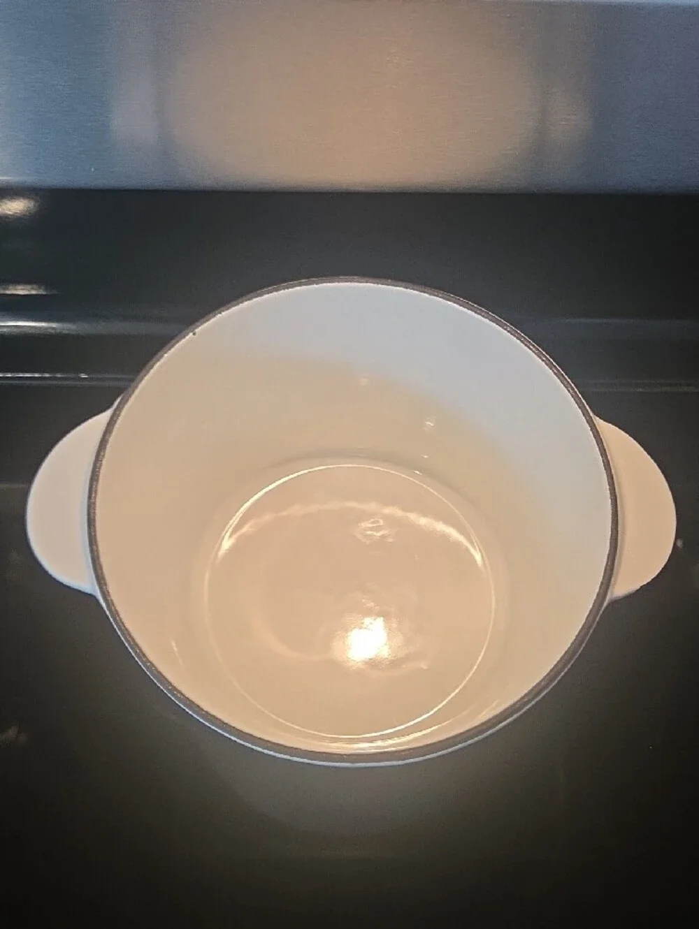 2 Pc. Cast Iron White Enamel Fondue Pot